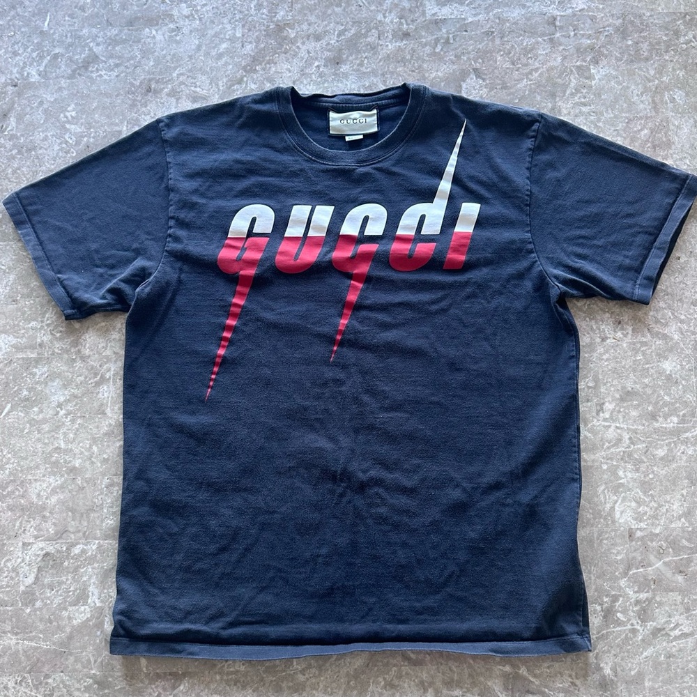 Authentic Gucci Blade T-Shirt with Red Gradient Logo